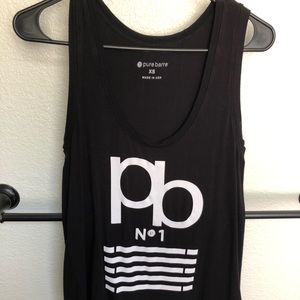 Pure barre Black with White print tank
